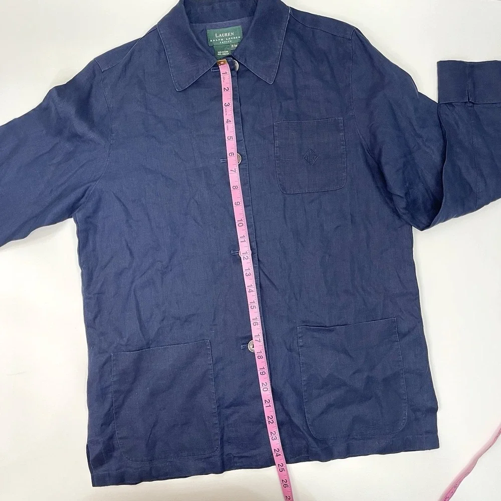 Lauren Ralph Lauren Women's Navy Linen Jacket Size Medium Petite